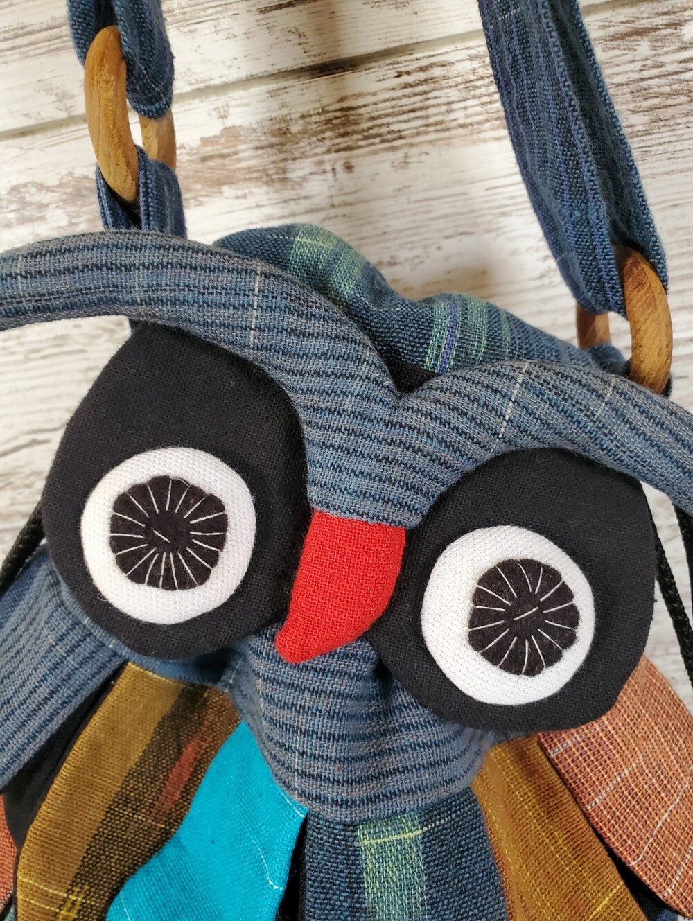 Owl Crossbody Tote Bag Handmade Patchwork Bookbag EUC Adorable Giftable - Picture 9 of 11
